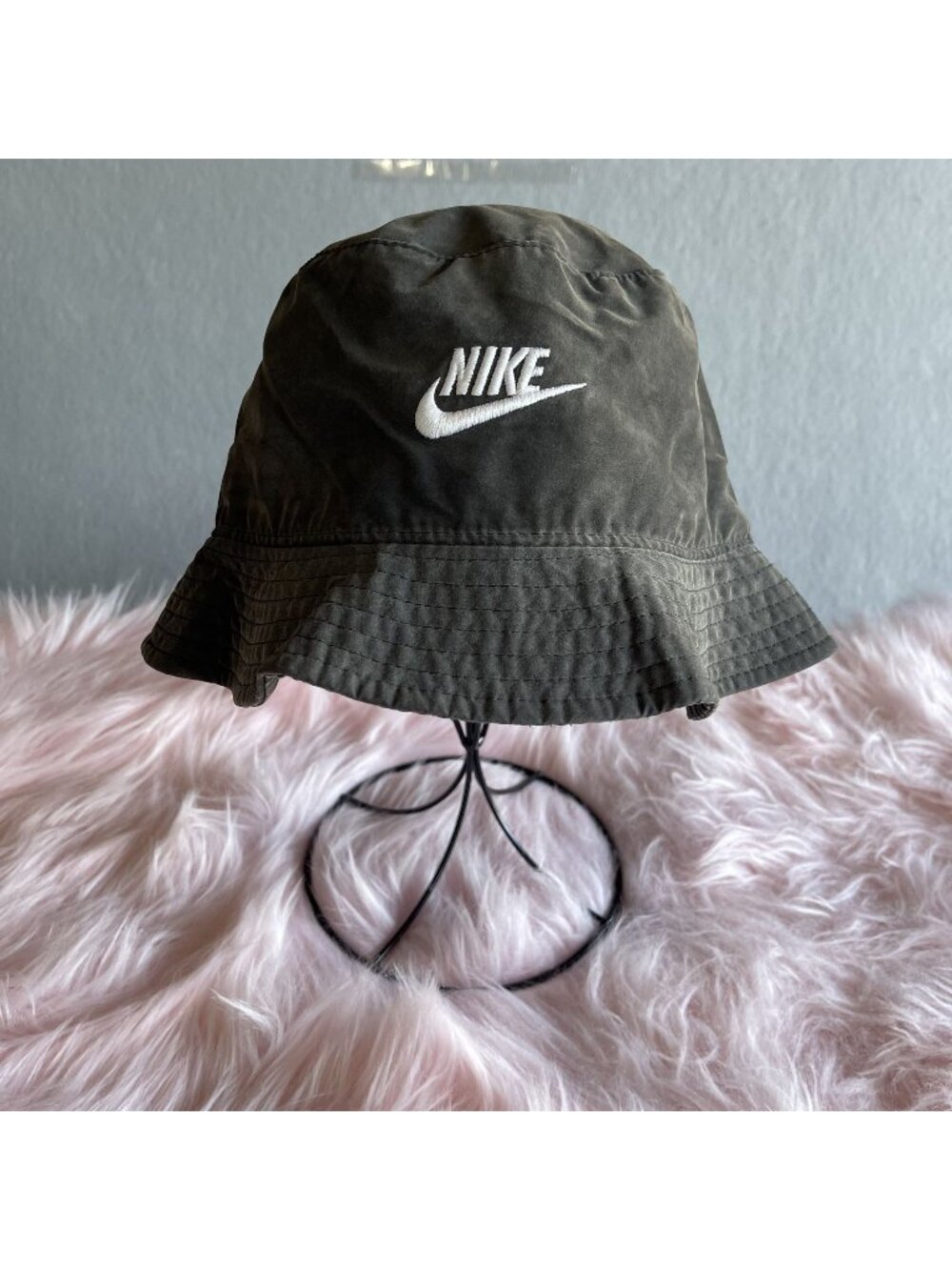 Nike Bucket Hat Charcoal Gray Futura Logo Embroidered Washed Cotton M/L